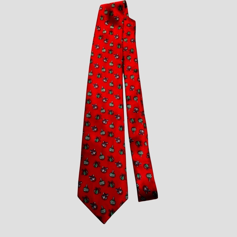 NEW Nicole Miller New York Tie Vibrant Red Christmas Ornament 100% Silk Men's